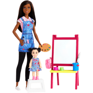 Mattel Barbie Σετ Επαγγέλματα Κούκλα Ζωγράφος Με Παιδάκι (DHB63/GJM30)