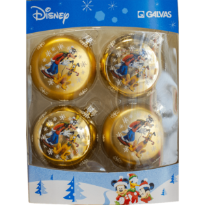 Disney Mickey & Friends, Goofy & Pluto Χριστουγεννιάτικες Χρυσαφί Μπάλες Ø7,5cm 4τμχ (01704.29)