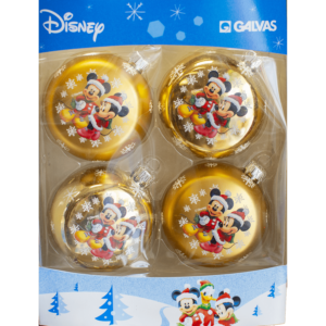Disney Mickey & Friends, Mickey & Minnie Χριστουγεννιάτικες Χρυσαφί Μπάλες Ø7,5cm 4τμχ (01704.29B)