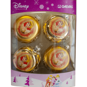 Disney Princess Χριστουγεννιάτικες Χρυσαφί Μπάλες Ø7,5cm 4τμχ (01104.29B)