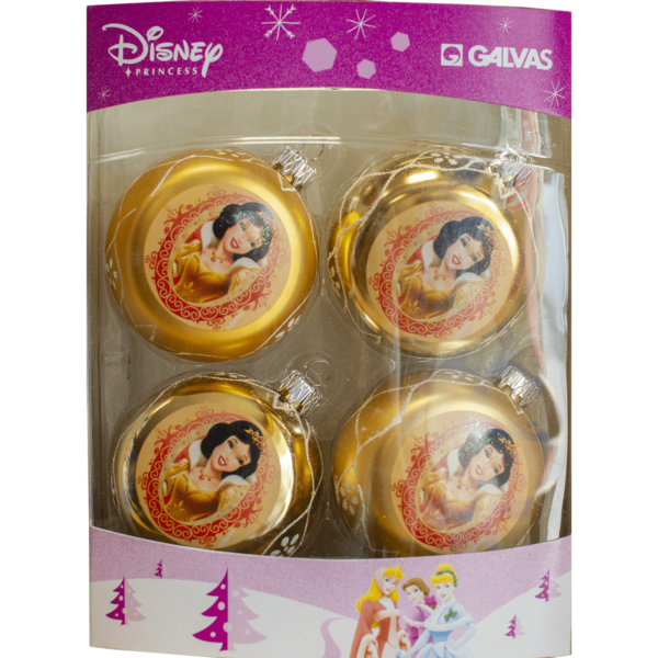 Disney Princess Χριστουγεννιάτικες Χρυσαφί Μπάλες Ø7,5cm 4τμχ (01104.29)