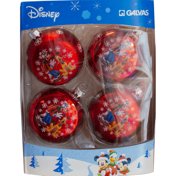 Disney Mickey & Friends, Goofy & Pluto Χριστουγεννιάτικες Κόκκινες Μπάλες Ø7,5cm 4τμχ (01704.3)