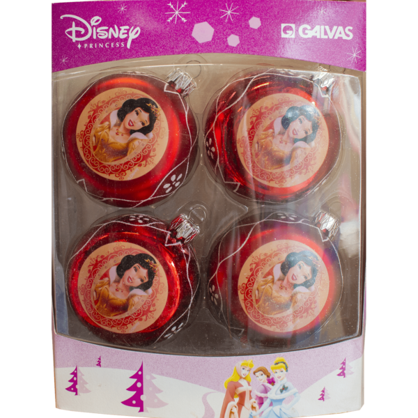 Disney Princess Χριστουγεννιάτικες Κόκκινες Μπάλες Ø7,5cm 4τμχ (01104.3)