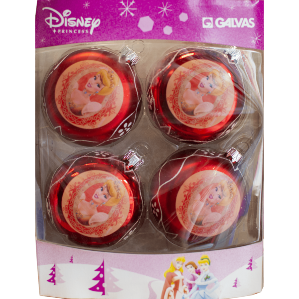 Disney Princess Χριστουγεννιάτικες Κόκκινες Μπάλες Ø7,5cm 4τμχ (01104.3B)