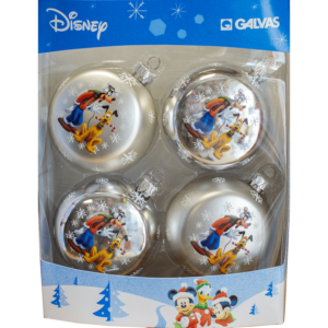 Disney Mickey & Friends, Goofy & Pluto Χριστουγεννιάτικες Ασημί Μπάλες Ø7,5cm 4τμχ (01704.24)