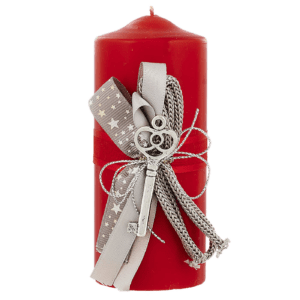 Χριστουγεννιάτικο Κερί Κόκκινο Με Κλειδί 5x12cm (93-1645)