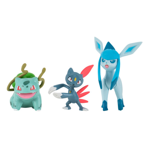 Jazwares Pokemon Battle Figure Set 3 pack - Bulbasaur, Sneasil & Glaceon (PKW0179)