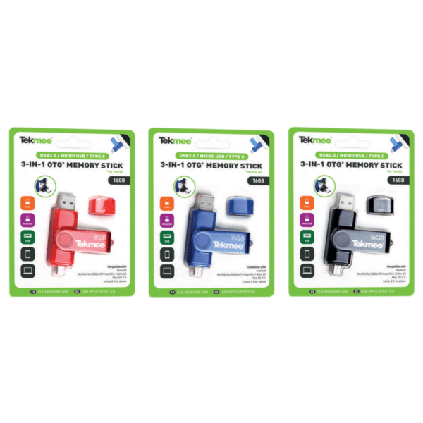 Tekmee 3-in-1 On The Go Memory Stick 16GB (40430113)