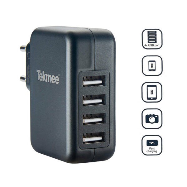 Tekmee Φορτιστής Χωρίς Καλώδιο με 4 Θύρες USB-A (40430046)