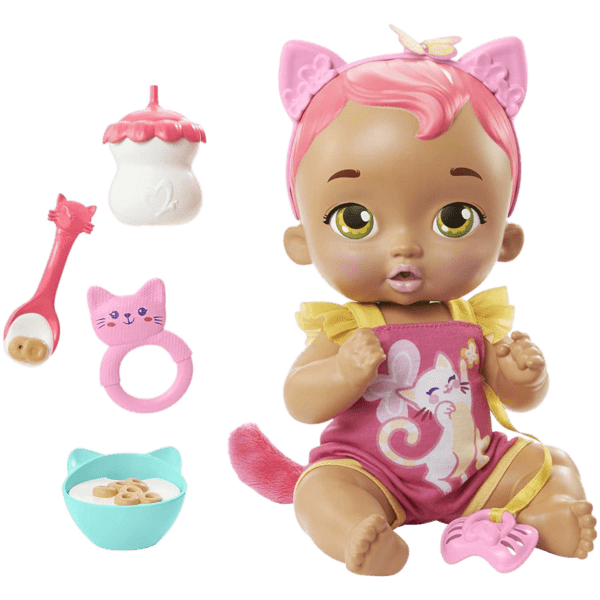 Mattel My Garden Baby™ Διαδραστικό Μωράκι Γατάκι Μαμ & Νάνι-Ροζ Μαλλιά 24m+ (HHP29/HHP27)