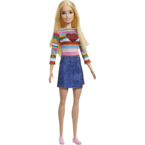 Mattel Barbie® It Takes Two Malibu Roberts Doll Blonde Wearing Rainbow Shirt, Denim Skirt And Shoes (HGT13)