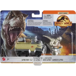 Matchbox Jurassic World Αυτοκινητάκια & Δεινόσαυροι Σετ - Velociraptor Blue & Atrociraptor Capture Truck (HBH88/FMY31)