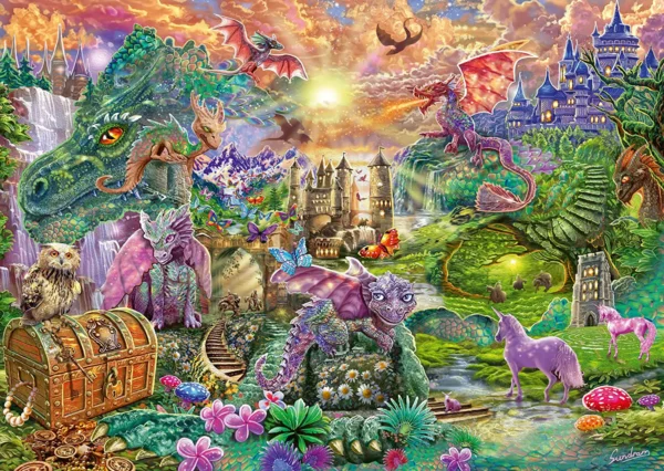 Schmidt Puzzle 1000pcs, Steve Sundram: Enchanted Dragon Kingdom (58966)