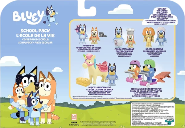 Giochi Preziosi Bluey School Pack: Bluey, Rusty, Chloe and Calypso 4Pack Figures (BLY09000)
