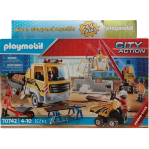 Παιχνιδολαμπάδα Playmobil City Action: Εργοτάξιο με Ανατρεπόμενο Φορτηγό (70742)