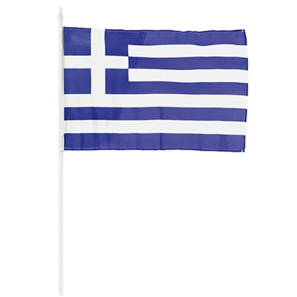 Ελληνικό Σημαιάκι Πάνινο Με Λαβή 32x45cm (Λαβή=60cm) (96-12)