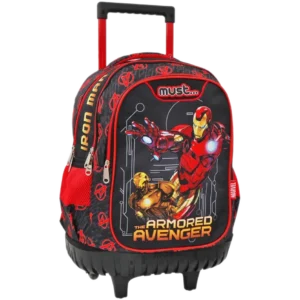 Must Τσάντα Trolley Δημοτικού Avengers Iron Man με LED, 3 θήκες 34x20x44cm (0506099)