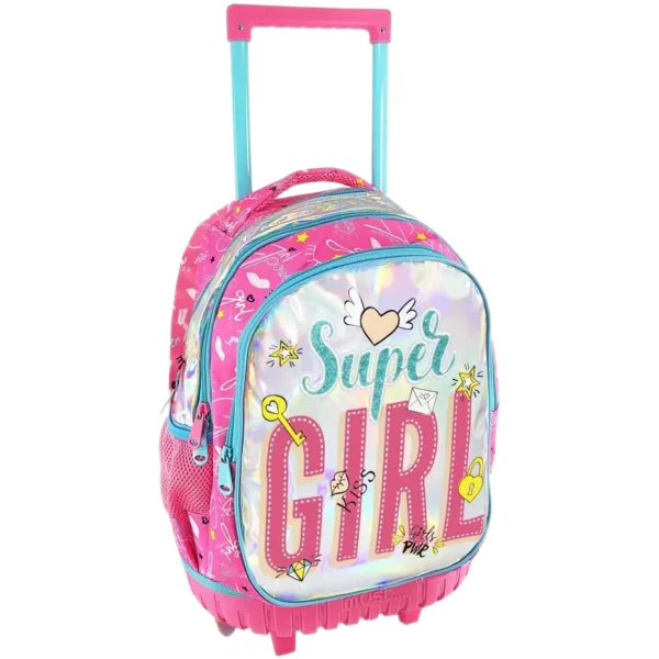 Must Τσάντα Trolley Δημοτικού Super Girl, 3 θήκες 34x20x45cm (0584966)