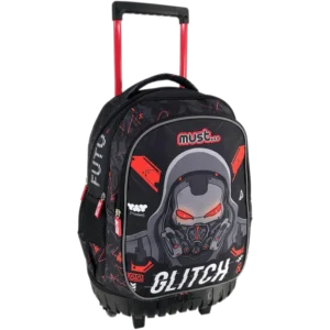 Must Τσάντα Trolley Δημοτικού Glitch Ninja με LED, 3 θήκες 34x20x45cm (0584971)
