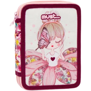 Must Κασετίνα Γεμάτη Διπλή Butterfly Girl 15X5X21cm (0585079)