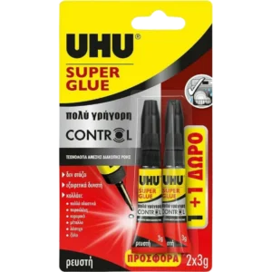 Uhu Κόλλα Gel Στιγμής Super Glue Control 2τμχ 3gr (41129)