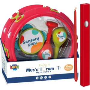 Παιχνιδολαμπάδα Luna Toys Σετ Τύμπανο Μουσικά Όργανα Κόκκινο (0622388)