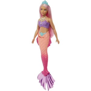Barbie™ Dreamtopia: Curvy, Pink Hair Doll with Pink Ombre Mermaid Tail and Tiara (HGR09/HGR08)
